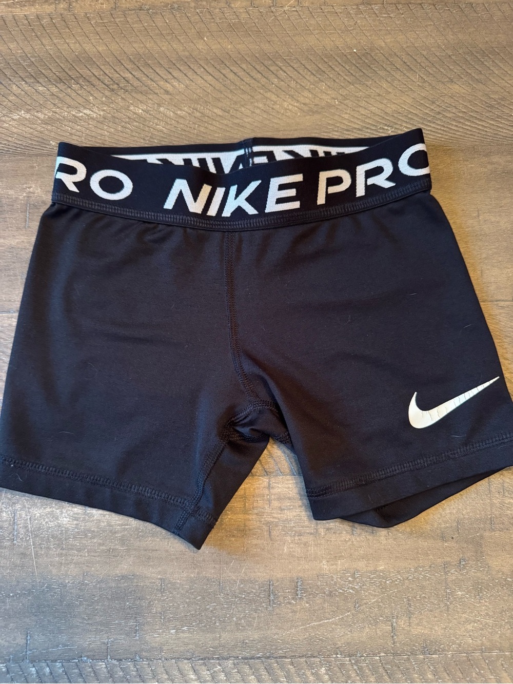 Nike Black Girls' Pro Compression Shorts with White Swoosh